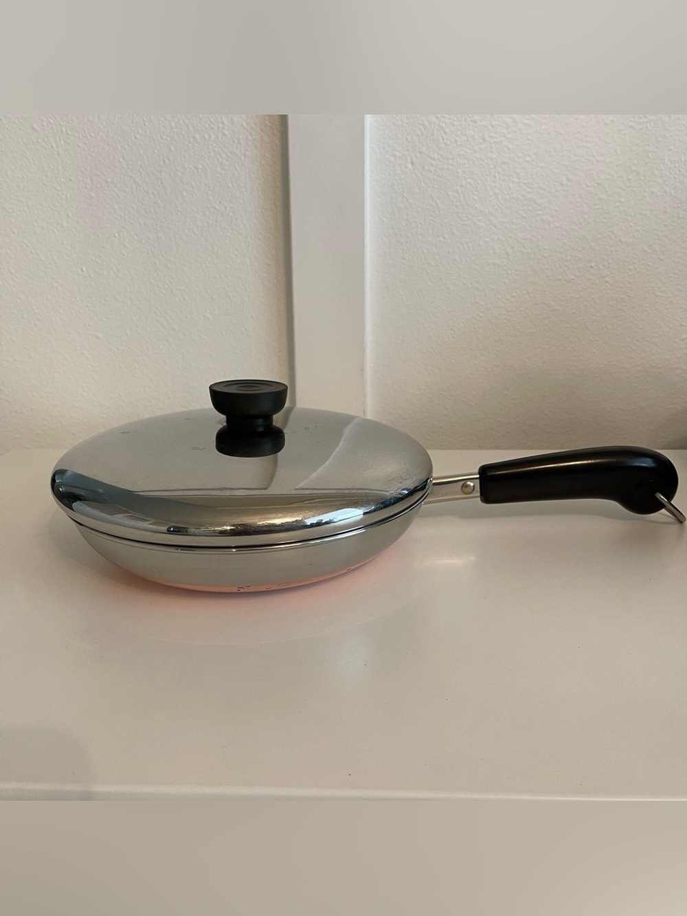Vintage Revere Ware 8” Copper Clad Bottom Fry Sauté Pan Clinton Illinois + Lid